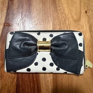 Kate Spade Black and White Polka Dot Wallet with Bow